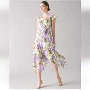 WHBM Petite Flutter Sleeve High-Low Midi-Dress size 16